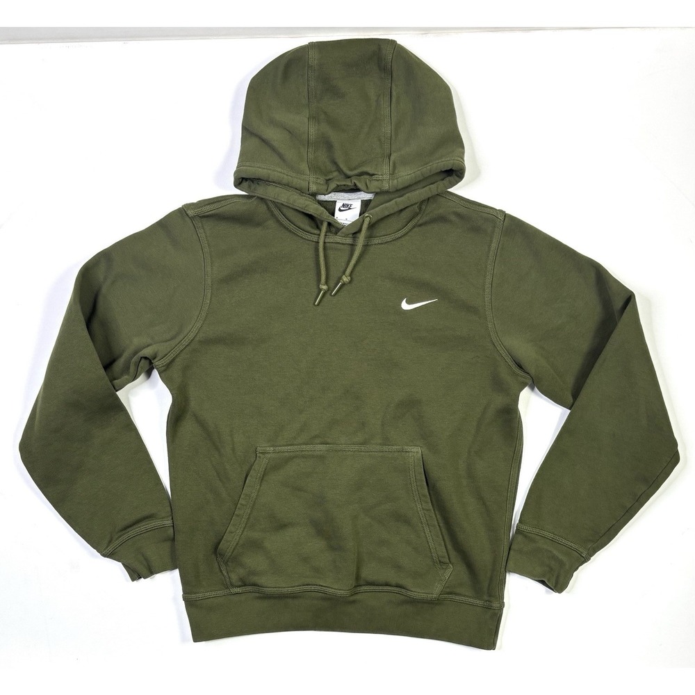 Nike Hoodie Mens Medium Olive Green Logo Outdoor Long Sleeve Pullover